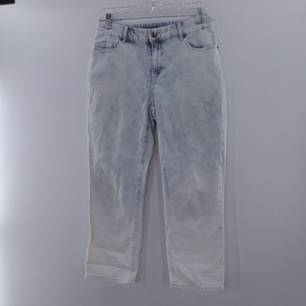 Chico's‎ Platinum Women's Acid Wash Straight Leg Jeans Crop 0 Small